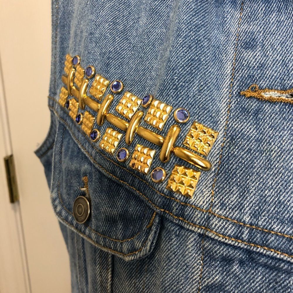 Vintage Boom Boom Classic Original gold studded denim vest - Picture 11 of 11